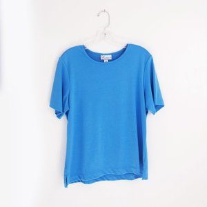 The TOG Shoppe Petites Women's Casual Short Sleeved Tee Medium Blue Size Petite